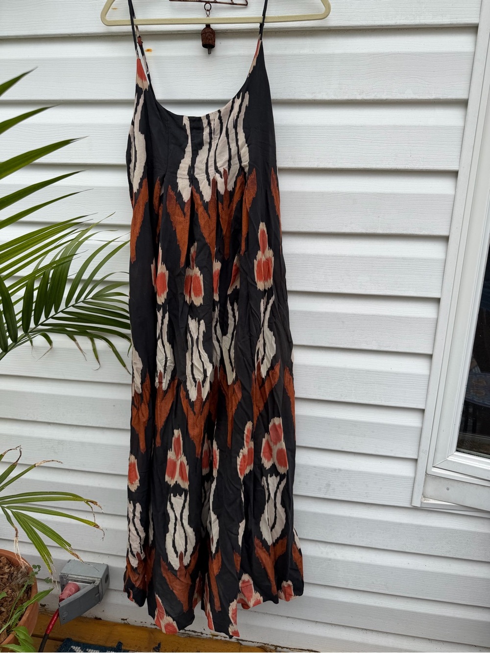 Anthropologie Black Maxi Dress with Rust and Cream Floral Motif - Picture 2 of 3
